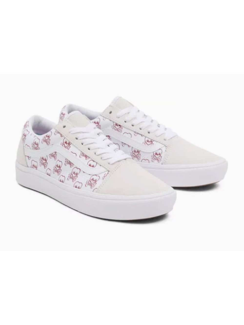 Vans Comfycush Old Skool Cream Sneakers with Pink Accents Unisex Ms,7.0 w,s 8.5